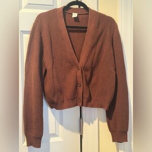 Brown Cropped Cardigan Sweater